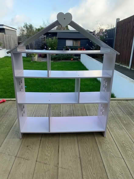 Photo of free Lilac ‘house’ book shelf (New Haw, KT15) #1