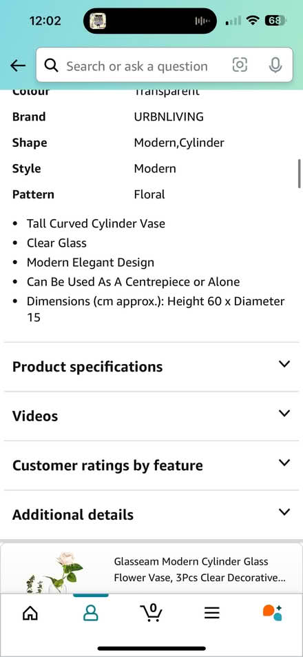 Photo of free Very Tall Glass Vase (Molesey KT8) #2