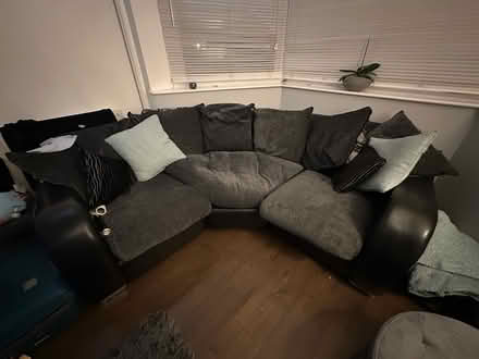 Photo of free Grey and black 3 seater corner sofa (B92) #1