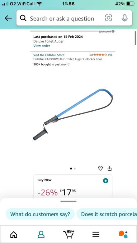 Photo of free Toilet Auger Unlocker Tool (Blackheath) #1