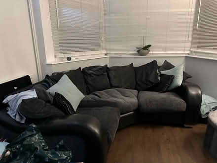 Photo of free Grey and black 3 seater corner sofa (B92) #2