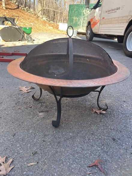 Photo of free Copper Fire Bowl, Iron Base& Screen (Pound Ridge) #1
