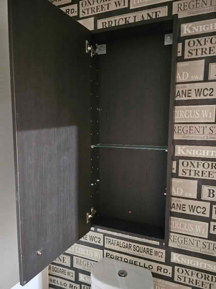 Photo of free Grey wood effect bathroom cabinet (Kempston MK42) #2