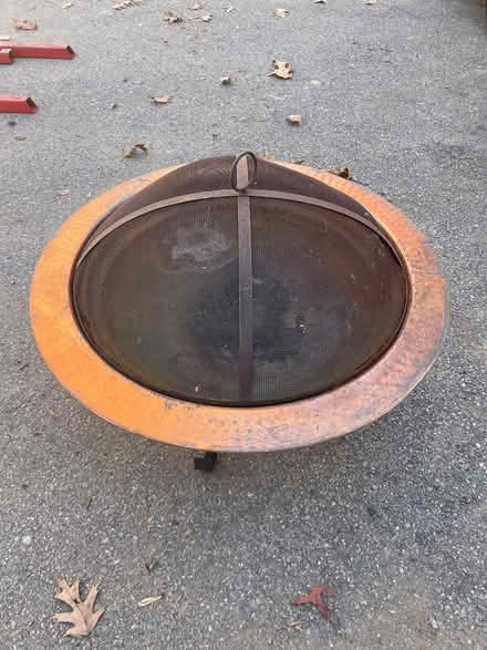 Photo of free Copper Fire Bowl, Iron Base& Screen (Pound Ridge) #2