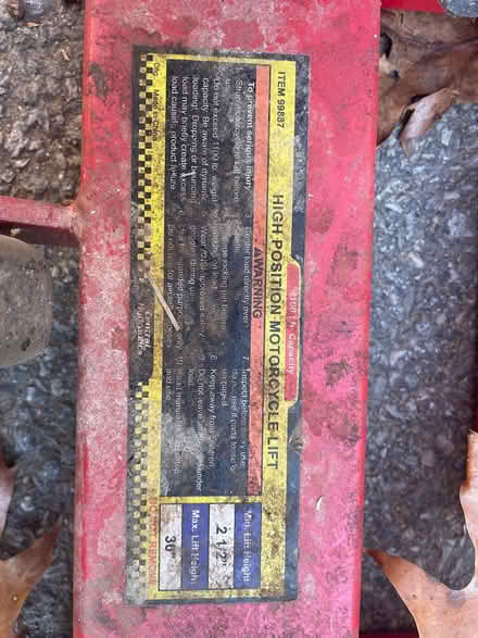 Photo of free Motorcycle Lift (Pound Ridge) #3