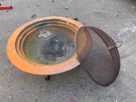 Photo of free Copper Fire Bowl, Iron Base& Screen (Pound Ridge) #3