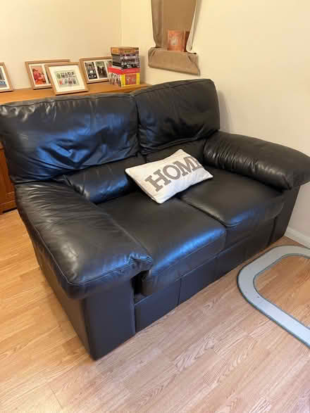 Photo of free 2 Next Brown Leather Sofas & Matching Leather Stool (Mill Green AL7) #3