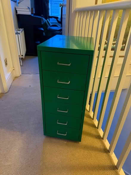Photo of free Green ikea metal drawers on wheels (Hackney E8) #1