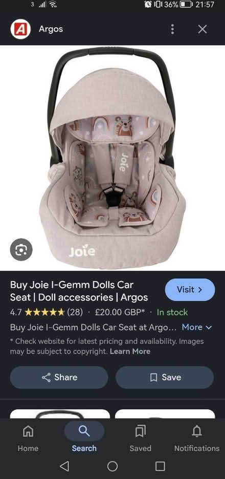 Photo of Doll car seat (Chessington KT9) #3
