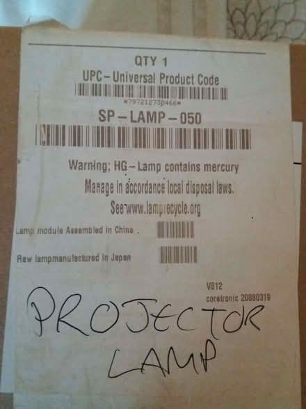 Photo of free projector lamp, mercury hg (Crosspool S10) #2
