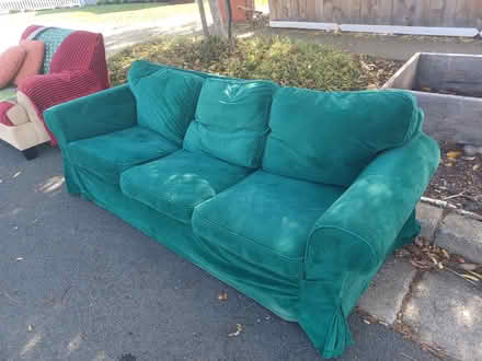 Photo of free velvet couch, chair & table (Bay area) #4