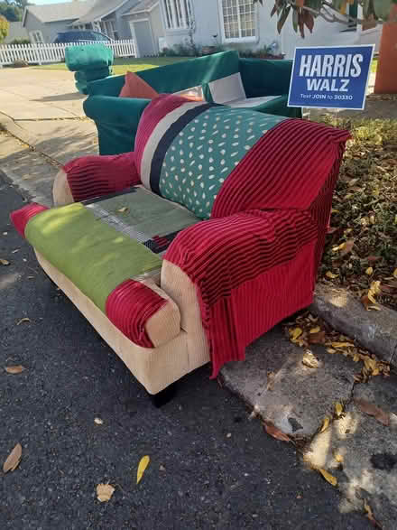 Photo of free velvet couch, chair & table (Bay area) #2