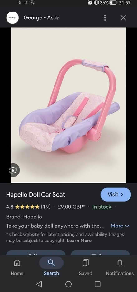 Photo of Doll car seat (Chessington KT9) #2
