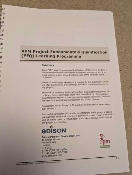Photo of free APM Project Fundamentals Material (Wallington SM6) #1