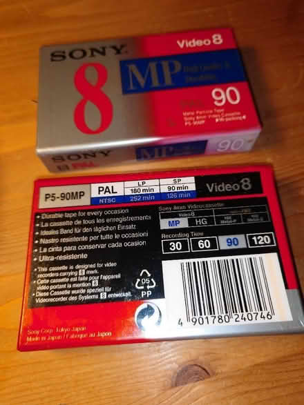 Photo of free Two unopened Sony 8mm 90 minute video cassette tapes (Castle MK40) #1