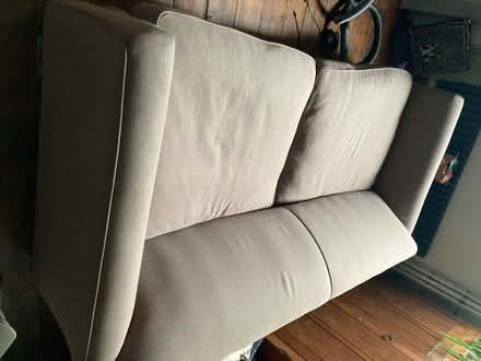 Photo of free Large brown/fawn fabric sofa bed (Pontypridd) #1