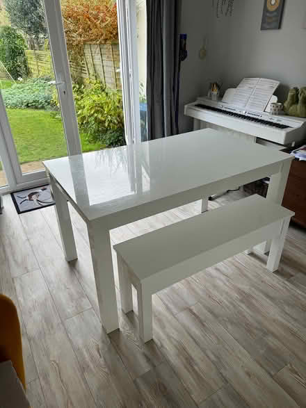 Photo of free Next white dining table and bench (Middleton Cheney OX17) #1