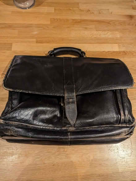 Photo of free Black leather briefcase (Egham TW20) #1