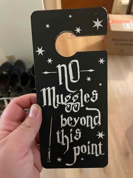Photo of free “No Muggles” doorknob sign (02155) #1
