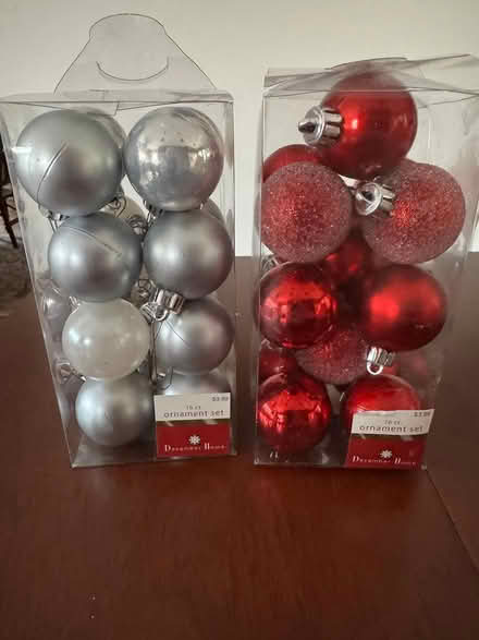 Photo of free Red, sliver, white Christmas balls (Swarthmore) #1