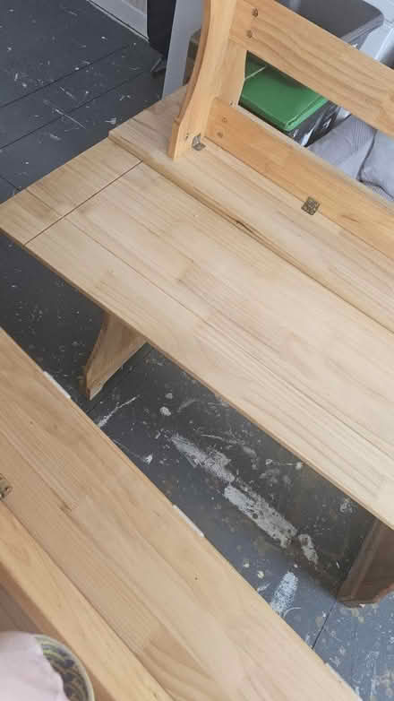 Photo of free Wooden table and 2 benches (pine) (Sefton Park Liverpool) #2