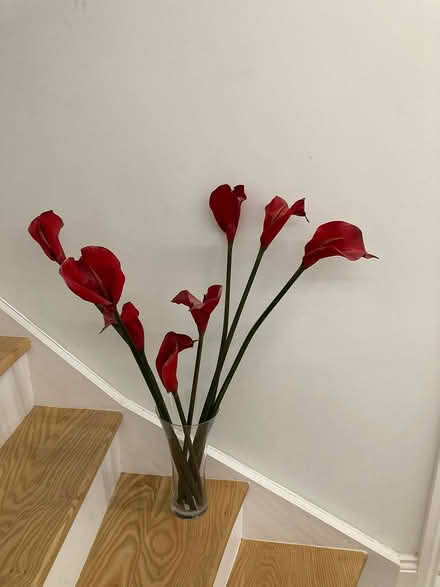 Photo of free Glass vase and 8 fabric lillies (Crosby) #2