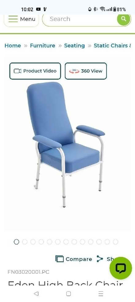 Photo of High back chair, preferably adjustable height (Clayton Green PR6) #1