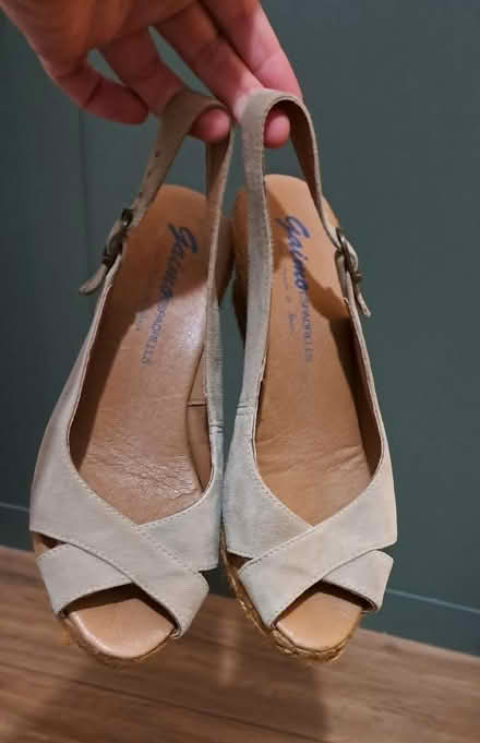 Photo of free Ladies size 4 slingback suede peep toe wedges (Boughton Monchelsea ME17) #1