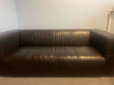 Photo of free Brown leather sofa. (Greenhill) #1