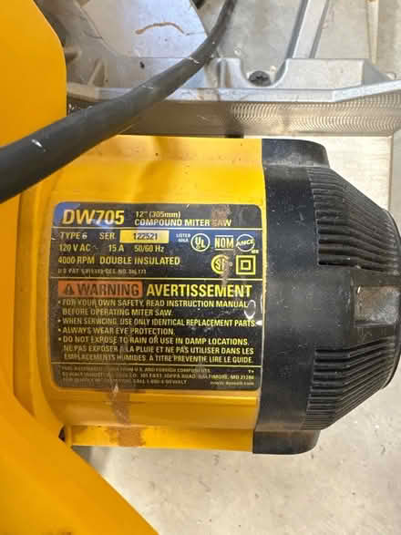 Photo of free Dewalt Miter saw (Mantelli) #3