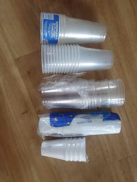 Photo of free Plastic cups, Inc 1 pint and 200cc sized (Marston OX3) #1
