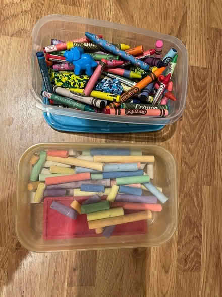 Photo of free Tubs of chalk + wax crayons (Brooklands Meadows Park MK10) #1