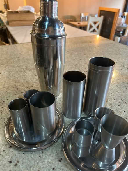 Photo of free Metal cocktail shaker and jiggers (St John's Hill London SW11 1) #1