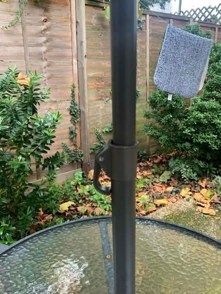 Photo of free Glass topped garden table with umbrella ☂️/ parasol (Bow E3) #4