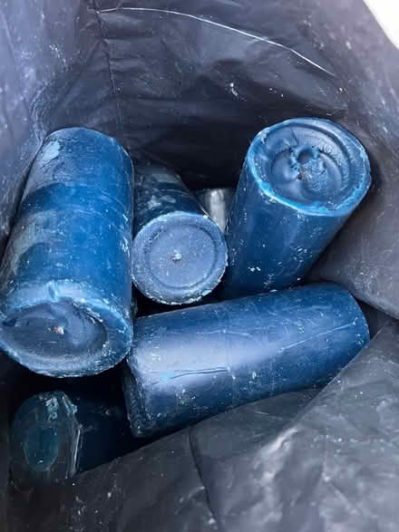 Photo of free Old pillar candles - blue and white (Wimbledon Village SW19) #3