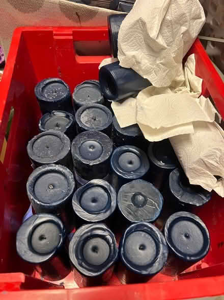 Photo of free Old pillar candles - blue and white (Wimbledon Village SW19) #2