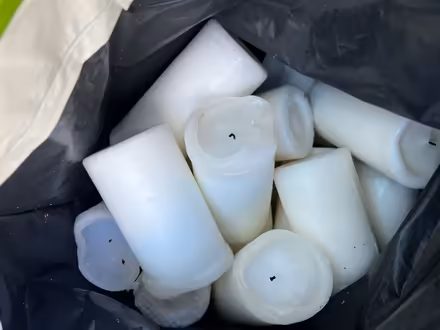 Photo of free Old pillar candles - blue and white (Wimbledon Village SW19) #1