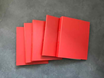 Photo of free 5 red ring binders with polypockets (Bournville B30) #1