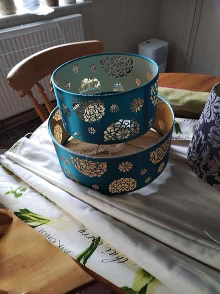 Photo of free Teal lampshade for ceiling (Clopton, IP13) #1