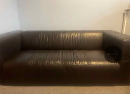 Photo of free Dark brown leather sofa (BA3) #1