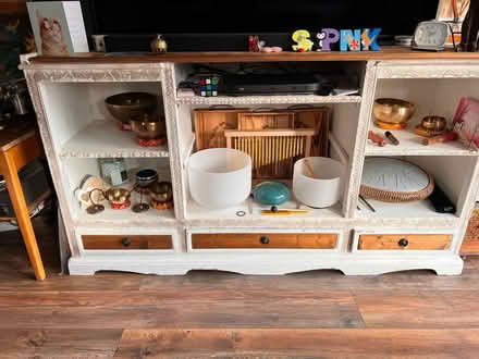 Photo of free Solid Wood TV Unit painted white (Quinton) #2