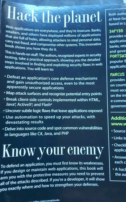 Photo of free The web application hacker's handbook (Matlock DE4) #2