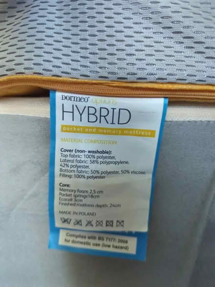 Photo of free Single bed headboard+grey+mattress (Addlestone) #3