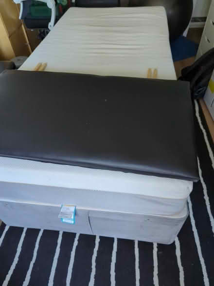 Photo of free Single bed headboard+grey+mattress (Addlestone) #2