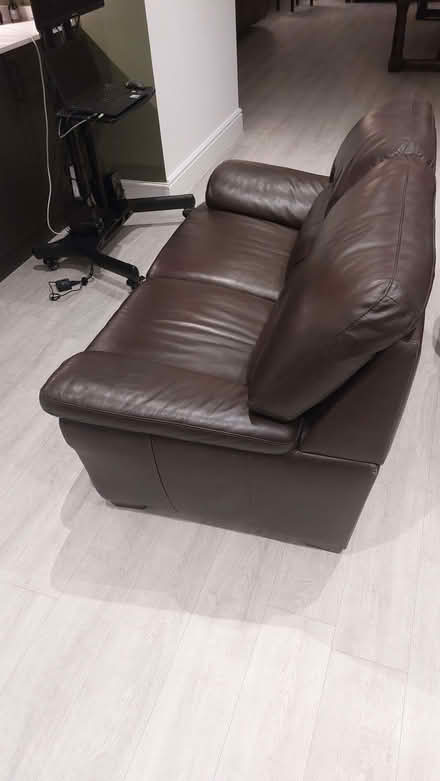 Photo of free 2-seater brown leather sofa (Hornby LA2) #2