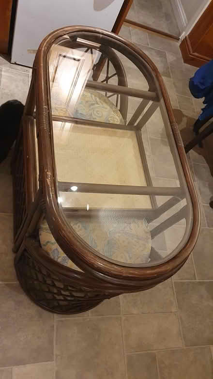 Photo of free cane and glass table and chairs (Stocksbridge S36) #3