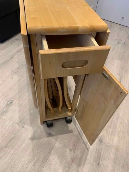 Photo of free Foldable wooden table and chairs (Winchmore Hill N21) #2