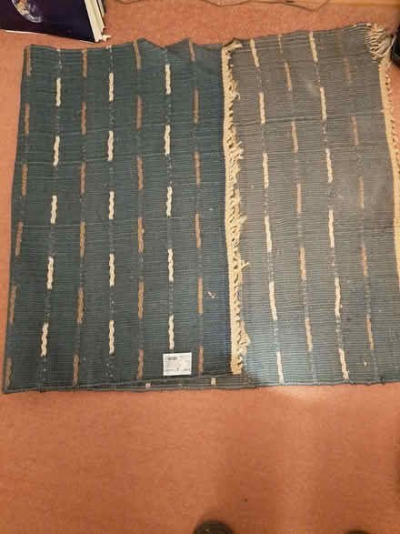Photo of free blue flax rug faded on one side (Newtown RG1) #1