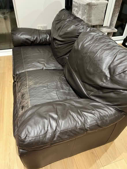 Photo of free Dark Brown Leather Sofa & Armchair (CT3) #2