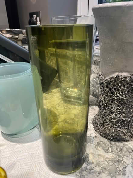 Photo of free Tall green cylindrical glass vase (Wokingham RG40) #1